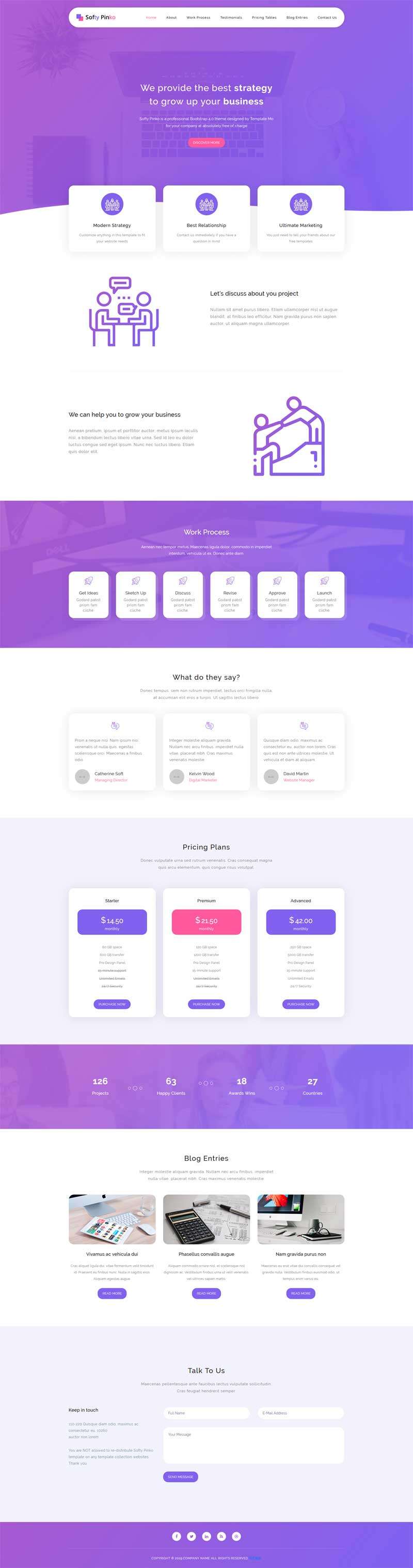 [亲测]紫色的商业合作服务单页模板插图