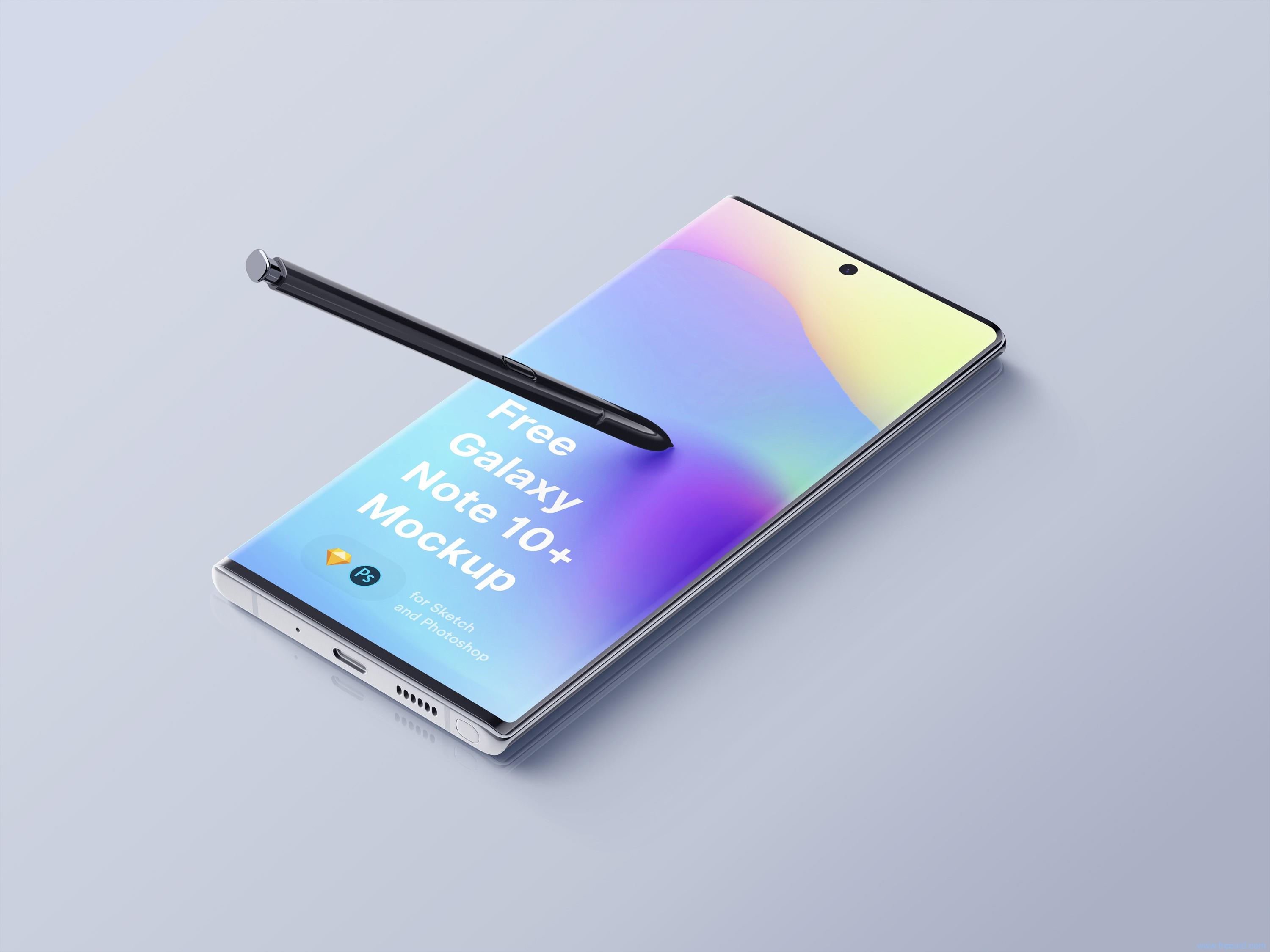 Samsung Galaxy Note 10 Plus Mockup .psd .sketch素材下载插图1